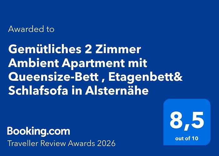 Gemütliches 2 Zimmer Ambient Apartment mit Queensize-Bett , Etagenbett& Schlafsofa in Alsternähe Hamburg